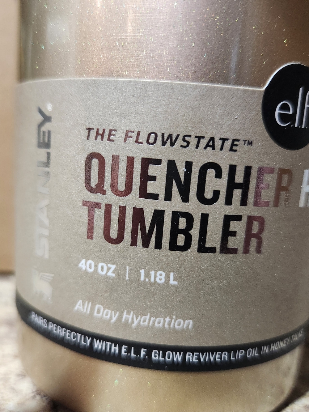 Stanley Quencher Tumbler - Glow Gold. 40oz. With Handle & Straw. FREE STICKERS!